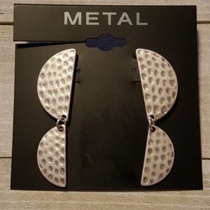 Metal Brand Pounded Metal Half Circle Earrings